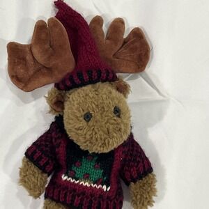 BOYDS BEAR Christmas Moose in‎ Sweater & Jingle Hat 12" Stuffed Plush Animal